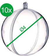 10x acrylballen Ø4cm plexi bollen transparant DIY pasen kerst bollen hanger decoratief vulbaar knutselset deelbaar
