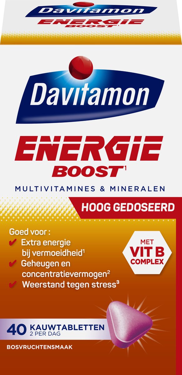 Davitamon Energie Boost Forte - multivitamine - bosvruchten - 40 tabletten - Davitamon