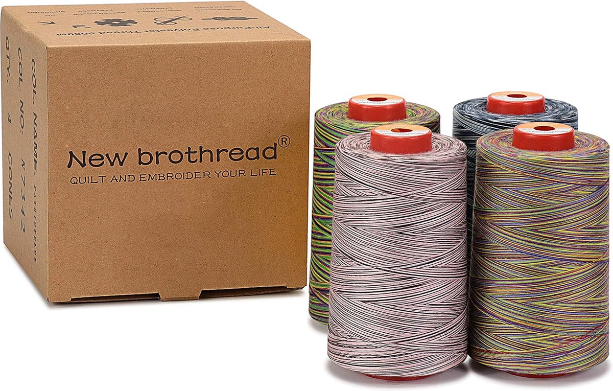 Unbranded 4 Grote Kegels van 5000m polyester naaigaren voor alle doeleinden 40S 2 (Tex27) voor naaien quilten patchwork serger en overlock Variegated Colours