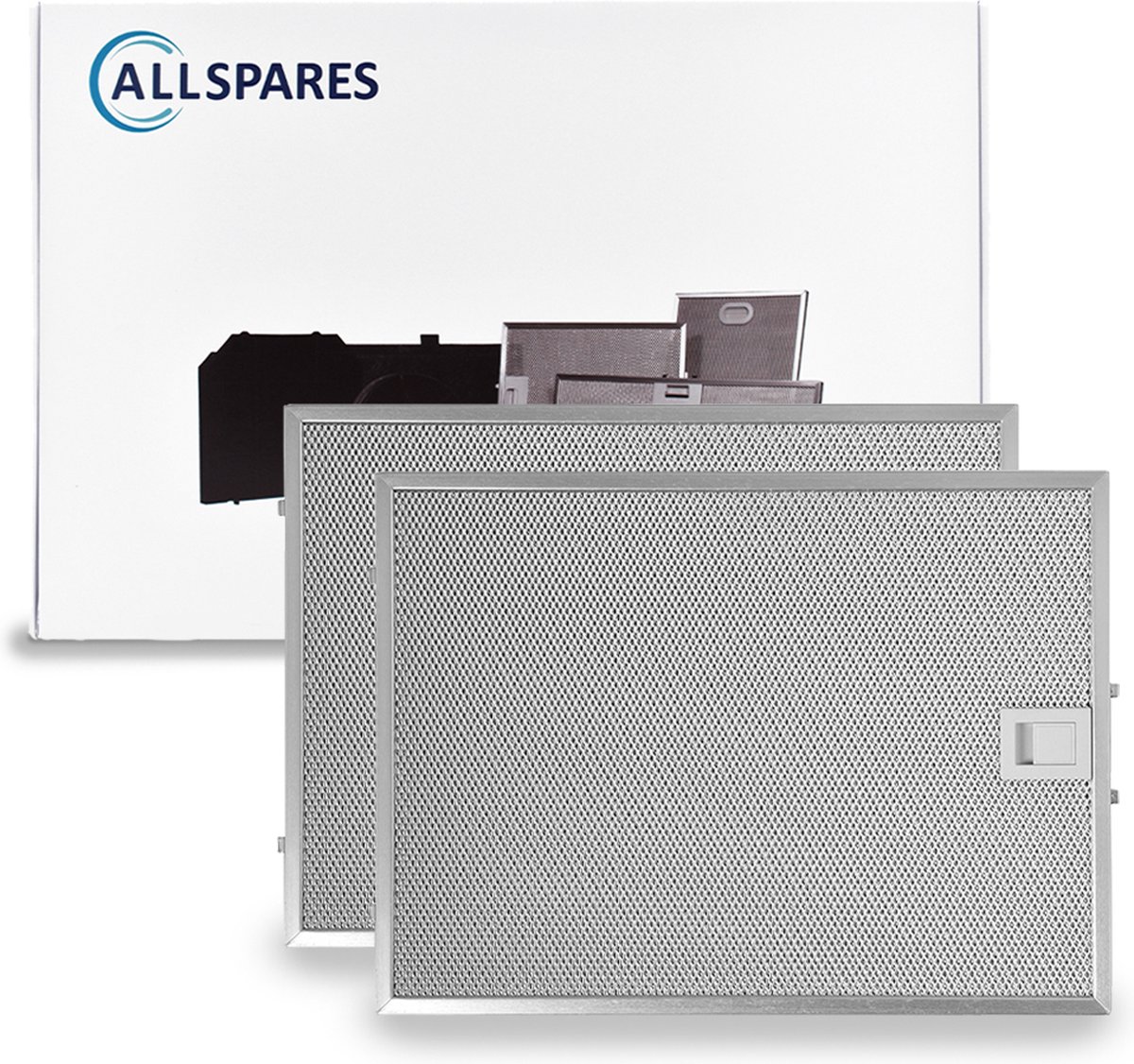 AllSpares Metaalfilter (2x) voor afzuigkappen geschikt voor Bosch Siemens en Neff 00703451/703451 (358x265x8mm)