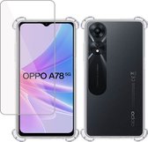Hoesje geschikt voor Oppo A78 5G + Screenprotector – Tempered Glass - Extreme Shock Case Transparant