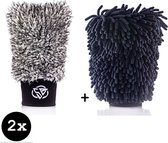 Shiny Bandits Chenille Washandschoen + Microvezel washandschoen - Set van 2 - Hoog Absorptievermogen - Voorkom Waskrassen - Microfiber - Auto Velgen - Autolak - 2-emmer Methode - Voor Lak en Velgen