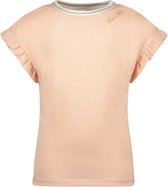 Meisjes t-shirt rib metallic jersey met ruffel - Sorbet