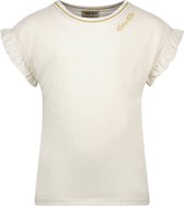 Meisjes t-shirt rib metallic jersey met ruffel - Off wit