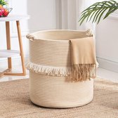 Panier à linge en corde de coton, panier de rangement, panier décoratif bohème tissé, collecteur de linge avec poignées, rangement jouets pour chambre d'enfant 40x43cm beige