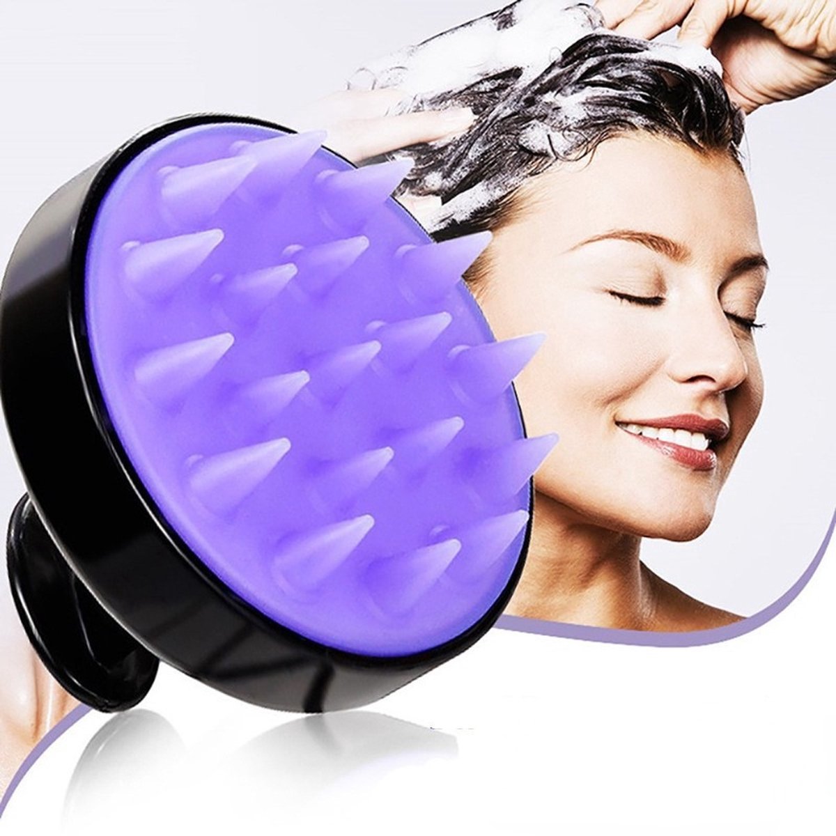 Waledano® Hoofdmassage - Siliconen Haarborstel - Shampoo Borstel - Hoofdhuid Borstel - Roosvrij - Zwart Paars