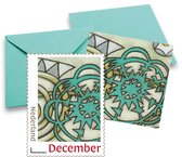 Dancing Spirals - Wenskaarten set van 5 blanco kaarten met bijpassende decemberpostzegels & sluitzegels