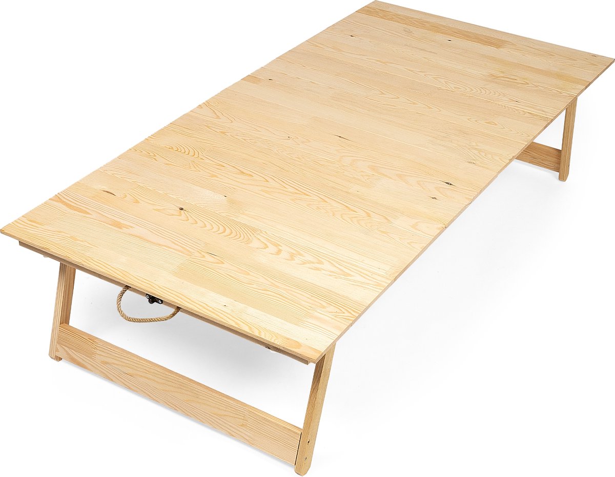 Rustiq 70x150x35cm inklapbare picknick tafel –- Vouwbare campingtafel – Handgemaakte houten tafel – Kampeertafel – Terrastafel – Buiten eten en zitten – Natural wood