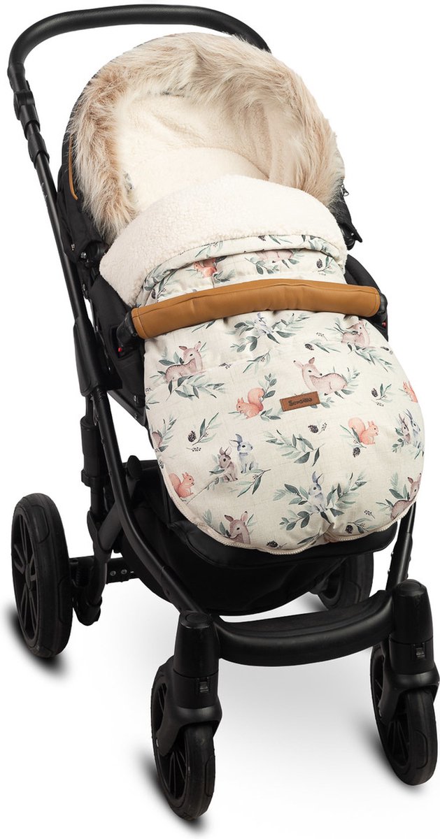 Winter voetenzak voor kinderwagen en slee met bont 100 cm