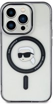 Coque rigide iPhone 15 Karl Lagerfeld – Compatible Magsafe – Head de Karl – Transparente