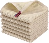 6 Stuks - Theedoeken Beige Crème - Vaatdoeken - Wafeldoek - Keukendoek - 30x30 cm