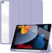 Geschikt Voor iPad Hoes 9/8/7 - 9e/8e/7e Generatie - 10.2 Inch - 2021/2020/2019 - Solidenz Hybrid Bookcase - Cover Met Autowake - Hoesje Met Pencil Houder - A2757 - A2777 - A2696 - Paars