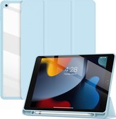 Geschikt Voor iPad Hoes 9/8/7 - 9e/8e/7e Generatie - 10.2 Inch - 2021/2020/2019 - Solidenz Hybrid Bookcase - Cover Met Autowake - Hoesje Met Pencil Houder - A2757 - A2777 - A2696 - Lichtblauw