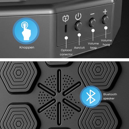 Music Boxing Machine, Intelligent Bluetooth Music Box Machine, Wall Mounted, Music Box Machine, Rechargeable for Training, Music, Boxing, Training, Music, Boxing, Kids, Black