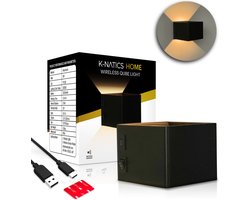 K-NATICS Oplaadbare Qube Lamp - Wandlamp - Draadloos - Wandlamp Oplaadbaar - Wandlamp Binnen - 5200mAh - Motion Sensor - Zonder Boren - Muurlamp Binnen Woonkamer/Slaapkamer/Badkamer/Kinderkamer