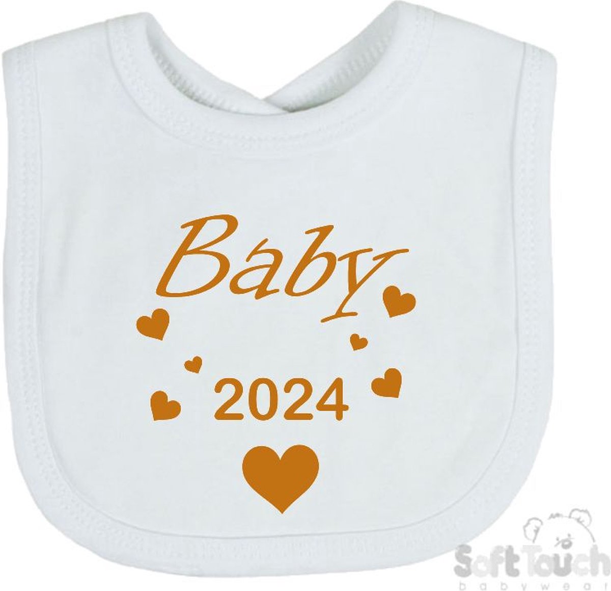 Goedkoopste Soft Touch Slabber Slabbetje Slab Baby 2024 Unisex Katoen Wit/tan Maat 33x22 Cm