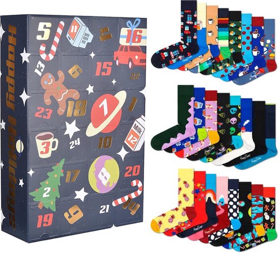 Happy Socks - Unisex Sokken Happy Holidays 24-Pack Advent Gift Box - Multi - Maat 36-40