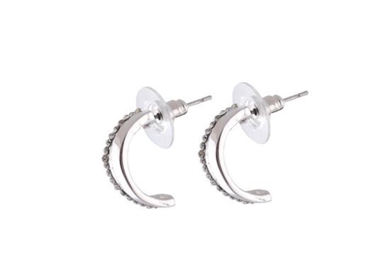 Boucles d'oreilles Behave - femme - clous d'oreilles - couleur argent - avec pierres - 2 cm