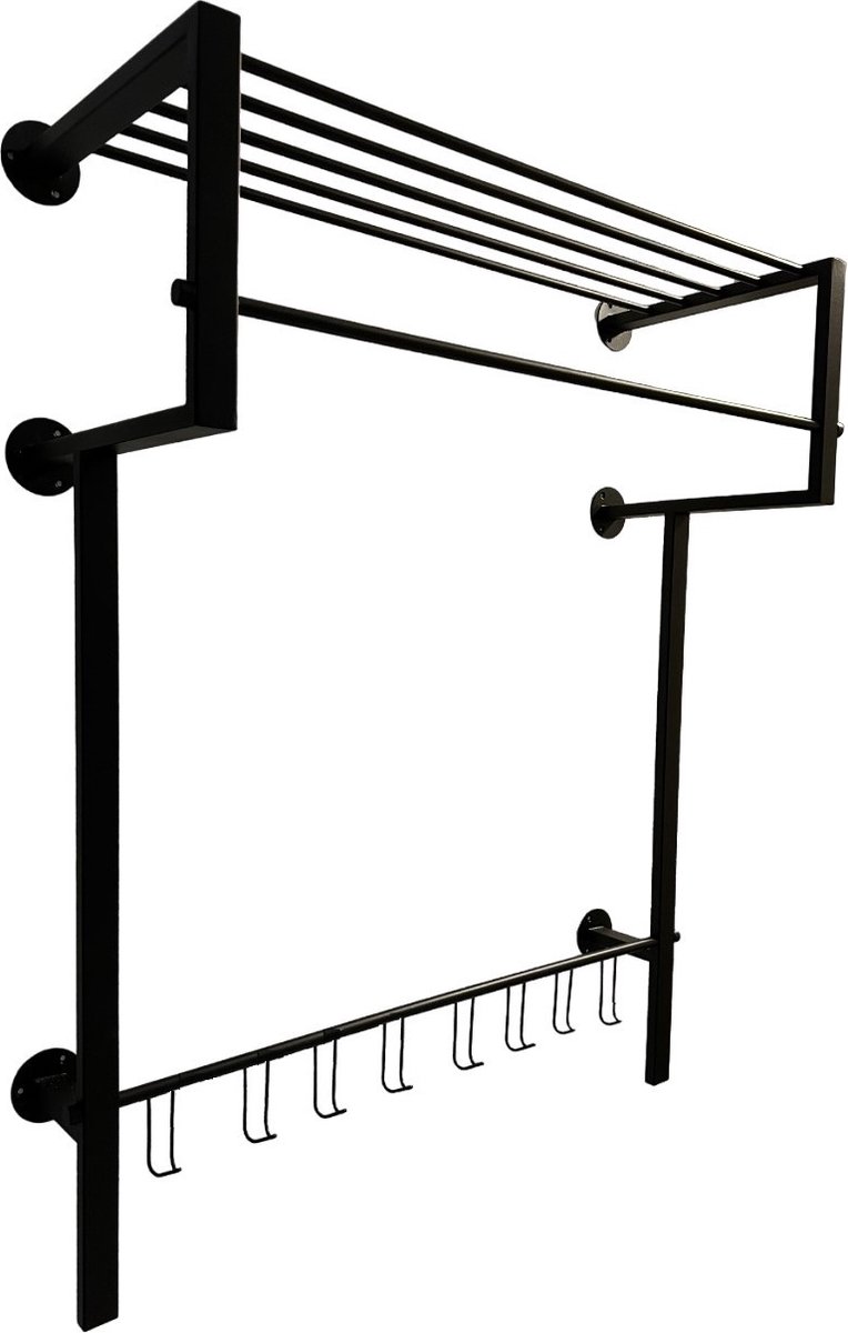 Kapstok Joy Royal XXL Mat Zwart 8 Haken 95 x 75cm