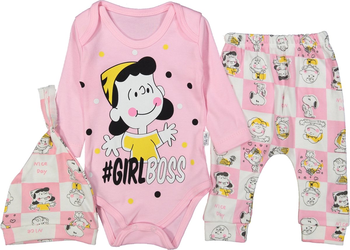 3 delige Baby kleding set - meisje kleding - set Girl Boss- rompers - muts - broekje - maat 62/68 - mamas girl - baby girl - Merkloos