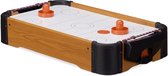 Aairhockey tafelspel, met lucht, tafelmodel, incl. toebehoren, B x D: 56 x 31 cm, onderweg, houtlook, bruin