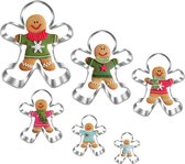 Peperkoechenmann uitsteekvormpjes, set van 6 stuks, 11,5 cm, 9 cm, 7 cm, 5,3 cm, 4 cm, 2,4 cm, koekjes, uitsteekvormpjes, Kerstmis, voor kinderen