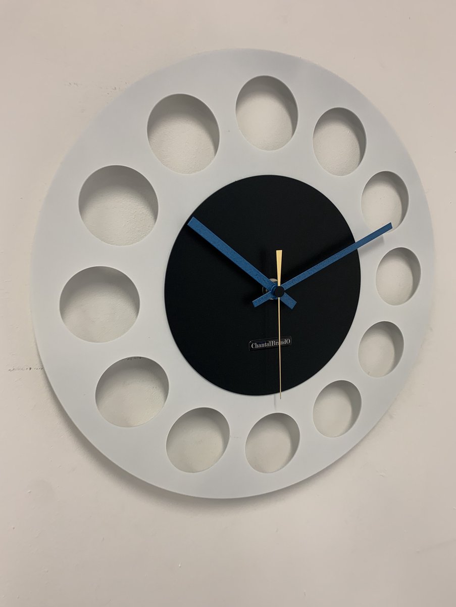 Wandklok CHANTALBRANDO -- WHITE & BLACK TORNADO 40 -- MODERN DESIGN --