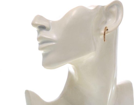 Boucles d'oreilles Behave - femme - boucles d'oreilles clous - couleur or - avec pierres - marron - 2,1cm