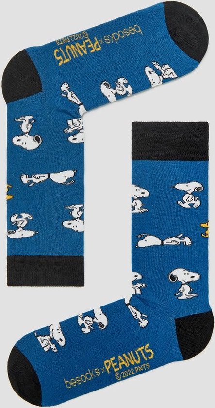 Grappige Sokken Blauw met Snoopy Bio katoen maat 36-40 - Snoopy - Zacht - Trendy geschenk - Trendy Cadeau - Verjaardag - Geschenk