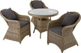 tectake - Aluminium Wicker luxe zitgroep met 3 stoelen en tafel - beige / natuur - poly-rattan
