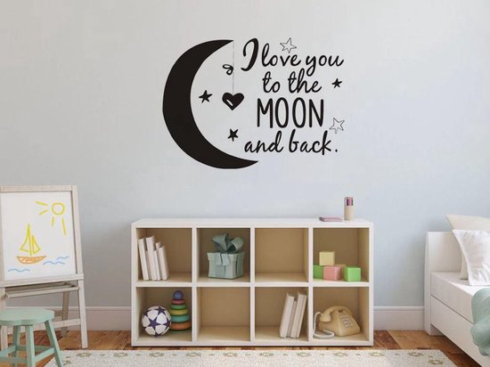 Love You To The Moon And Back Muursticker Behang Quotes Modern Home Decor Decoratief Vinyl Verwijderbare Kamer decoratie