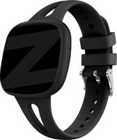 Bandz siliconen band 'Slim' geschikt voor Fitbit Versa 3 / Versa 4 / Sense / Sense 2 - Hoogwaardig siliconen materiaal smartwatch bandje - Geschikt voor iedere gelegenheid - zwart stijlvol siliconen bandje - maat L