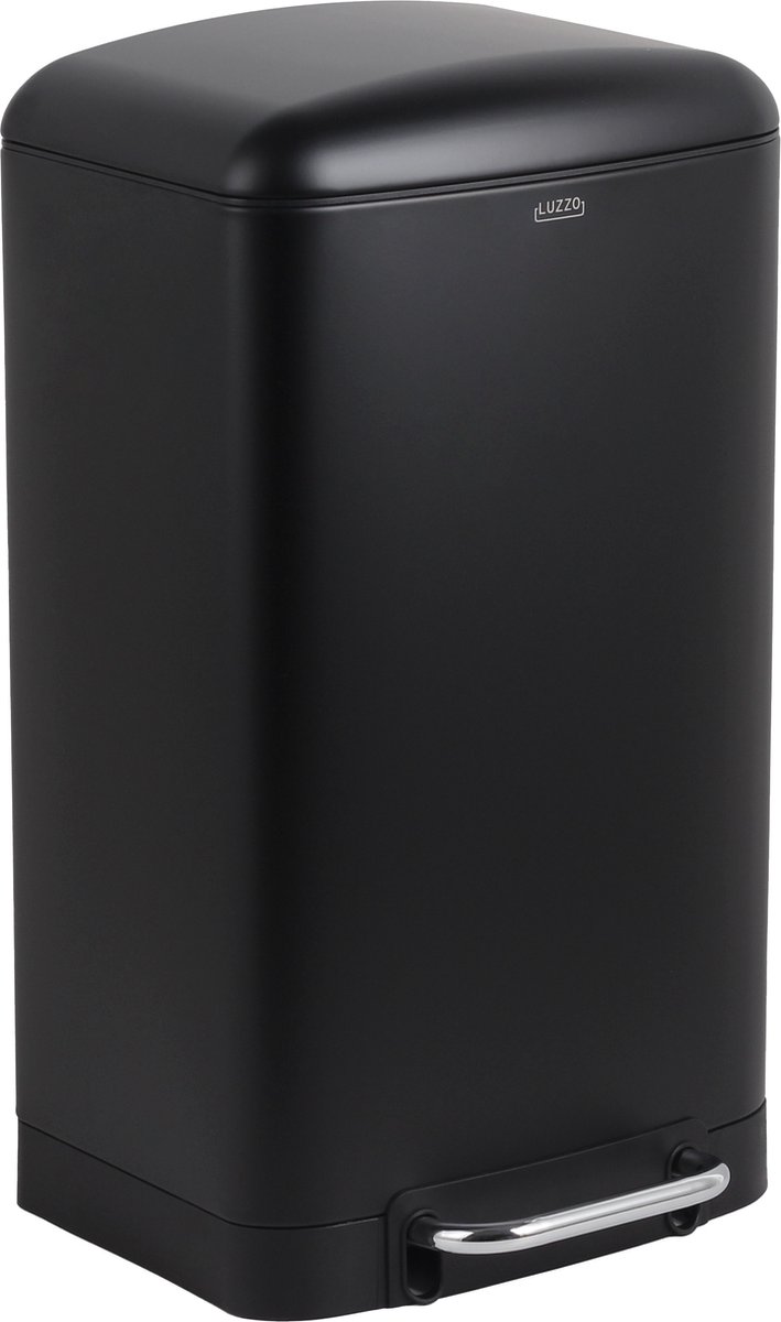 Luzzo® Idaho Pedaalemmer prullenbak 30 liter - Mat Zwart