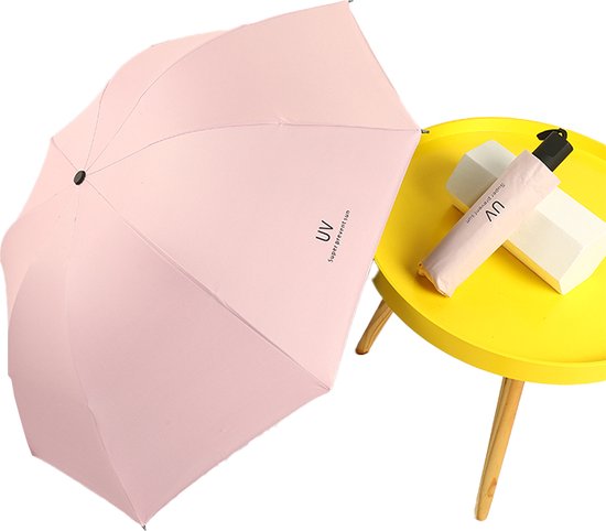Parapluie UV - Parapluie et Parasol en un - Pliable - avec protection UV - Mini Parasol - Parasol à Main - Couleur Rose
