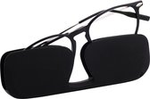 ReadEasy Leesbril in Ultra Dunne Etui - Sterkte +2 - TR90 Montuur - Geen Kapotte Bril Meer - zwart - Classic