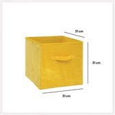 Opbergmand/kastmand 29 liter geel polyester 31 x 31 x 31 cm - Opbergboxen - Vakkenkast manden