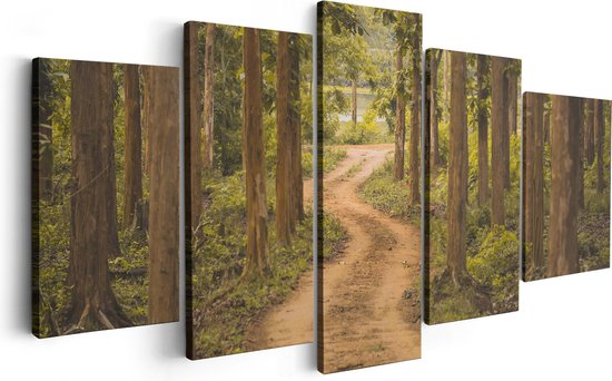 Artaza Canvas Schilderij Vijfluik Pad In Het Bos Met Bomen - 200x100 - Groot - Foto Op Canvas - Canvas Print