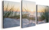 Artaza Canvas Schilderij Drieluik Duinen met Strand en Zee - 120x60 - Foto Op Canvas - Canvas Print