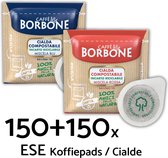 Caffè Borbone Rossa + Blu Combo Pack - ESE Koffiepads - 2 x 150 stuks - Italiaanse Espresso - E.S.E. Servings - Voor koffieliefhebbers