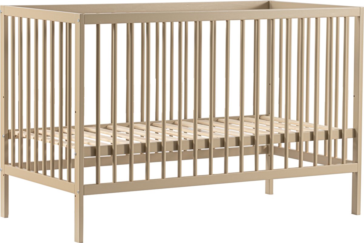 Born Lucky ® Baby Bed / Ledikant Mees 60x120 cm Met Verstelbare Bodem & Massief Hout - Clay – foto 6
