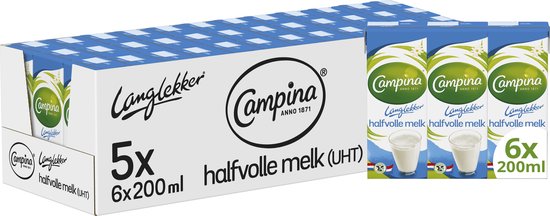 Foto: Campina langlekker halfvolle melk drinkpakjes mini houdbaar 5 x 6 x 200 ml voordeelverpakking