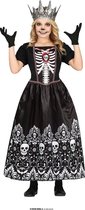 Guirca - Spaans & Mexicaans Kostuum - Koningin Van De Nachtmerrie - Meisje - Zwart, Wit / Beige - 10 - 12 jaar - Halloween - Verkleedkleding