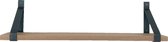 GoudmetHout - Massief eiken wandplank - 220 x 20 cm - Licht Eiken - Inclusief industriële plankdragers MAT BLANK - lange boekenplank