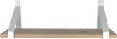GoudmetHout - Massief eiken wandplank - 180 x 20 cm - Licht Eiken - Inclusief industriële plankdragers MAT WIT - lange boekenplank