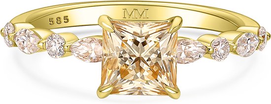 Ava – Princess Champagne Moissanite Ring - 2.1 karaat