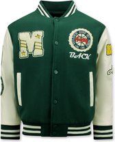 Vintage Oversized Varsity Jacket Heren - 7086 - Groen