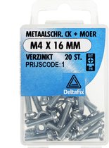 Deltafix metaalschroef cilinderkop + moer verzinkt m4 x 16 mm din 7985 / din 934 20 st.