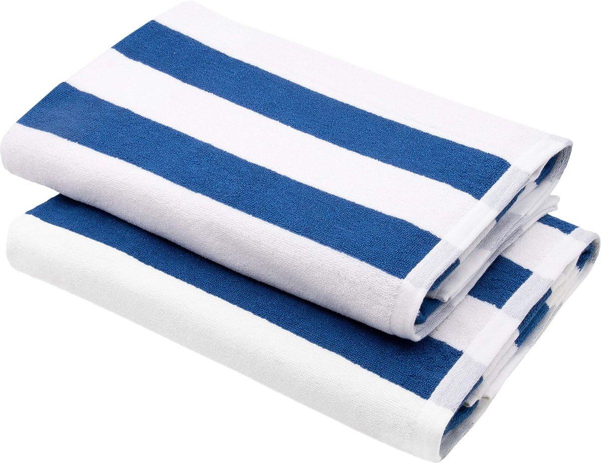 Saunahanddoek set van 2, 70x180 cm, blauw-wit gestreept