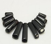 Natuurstenen kralen, Zwart agaat, focal XL waaier, bestaand uit 11 onderdelen