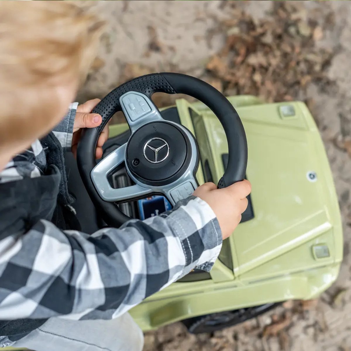 Bandits & Angels Loopauto Mercedes Benz G350D Retro Groen met Claxon vanaf 1 jaar voor Jongens en Meisjes - Stimuleert Motorische Vaardigheden - Loopwagen 24 cm - Groene Loop Auto — afbeelding 4